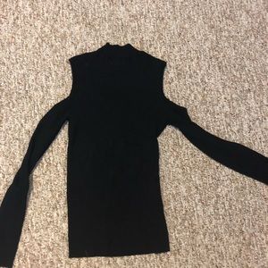 Cold shoulder black turtle neck